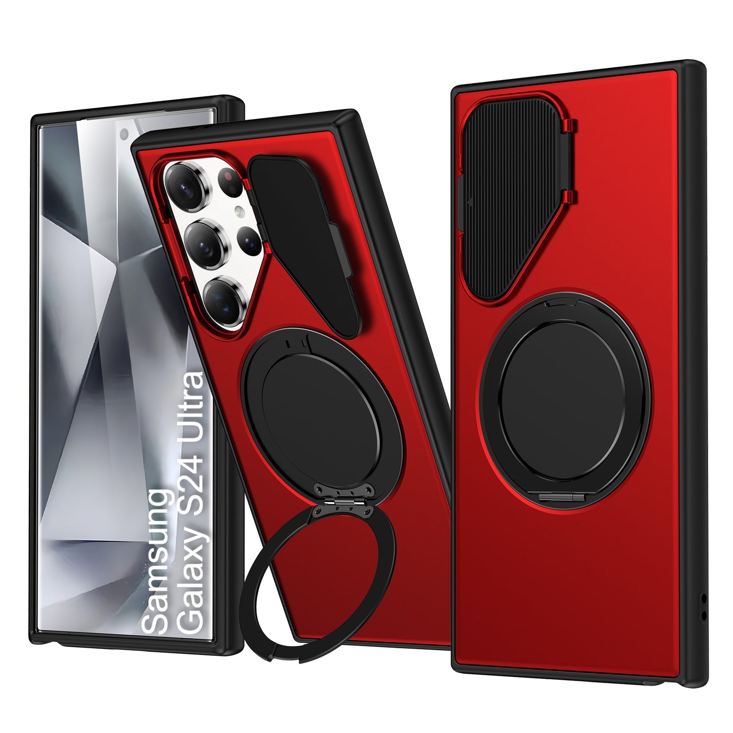 LuxuryKase Tough Armour Magnetic Case | 360° Rotating Ring Stand | Flip Camera Protection Cover | Raised Edges | Drop Protection | MagSafe Compatible For iPhone & Samsung Series