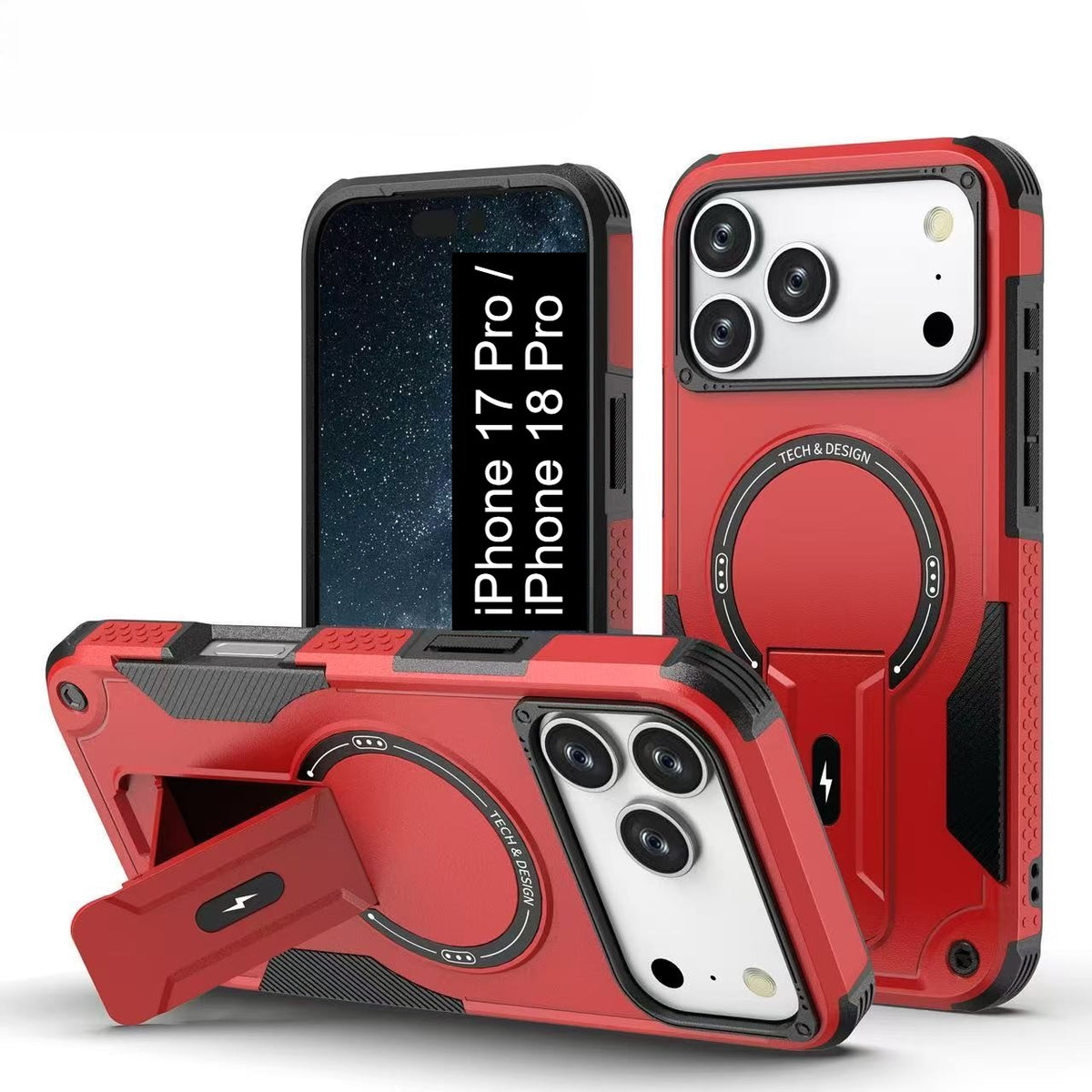 US LITE Back Cover with Portable Kickstand | Mag-Safe Compatible Magnetic Case | Shockproof Military Grade Protection | Rugged Armor Design Phone Cover For iPhone & Samsung