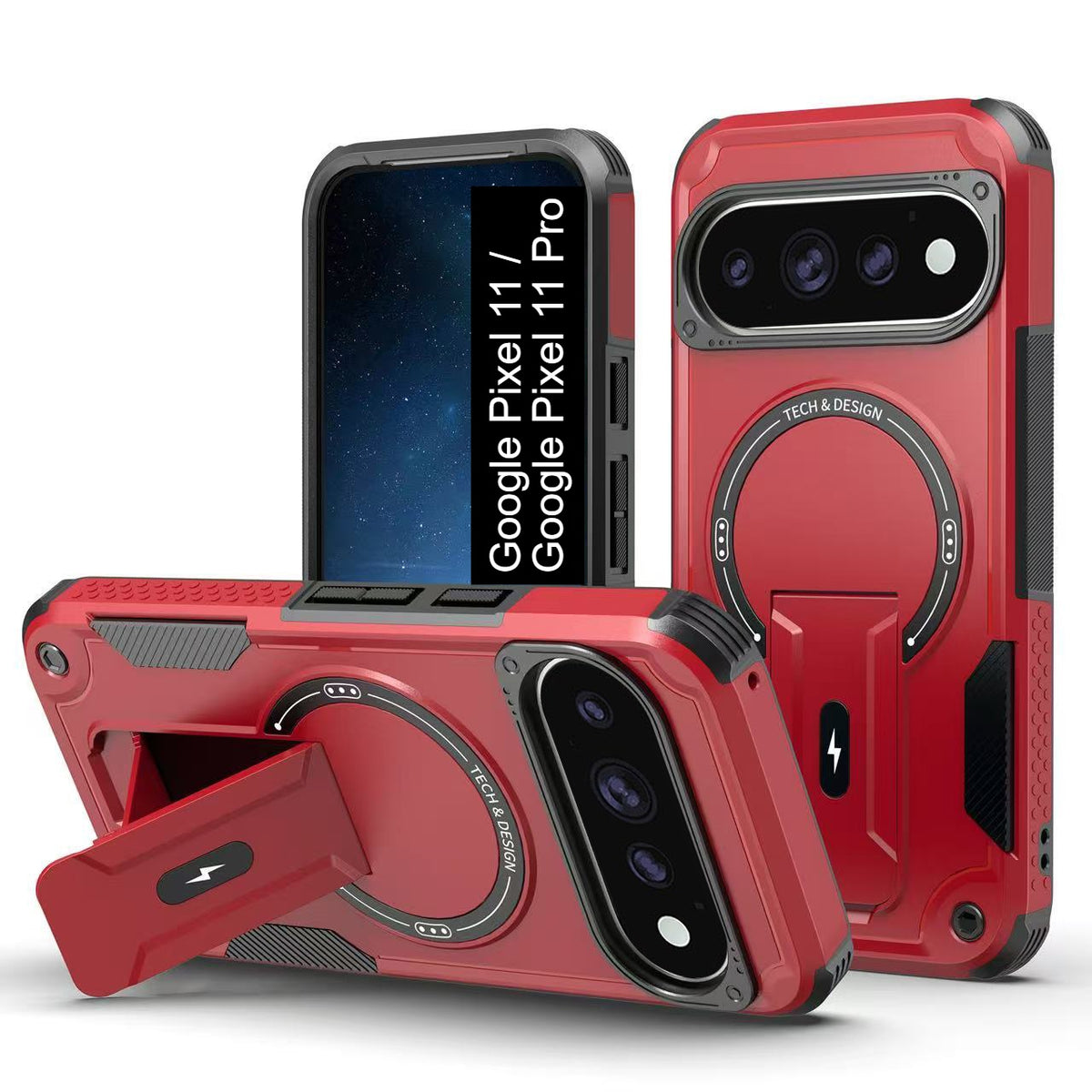 US LITE Back Cover with Portable Kickstand | Mag-Safe Compatible Magnetic Case | Shockproof Military Grade Protection | Rugged Armor Design Phone Cover For iPhone & Samsung