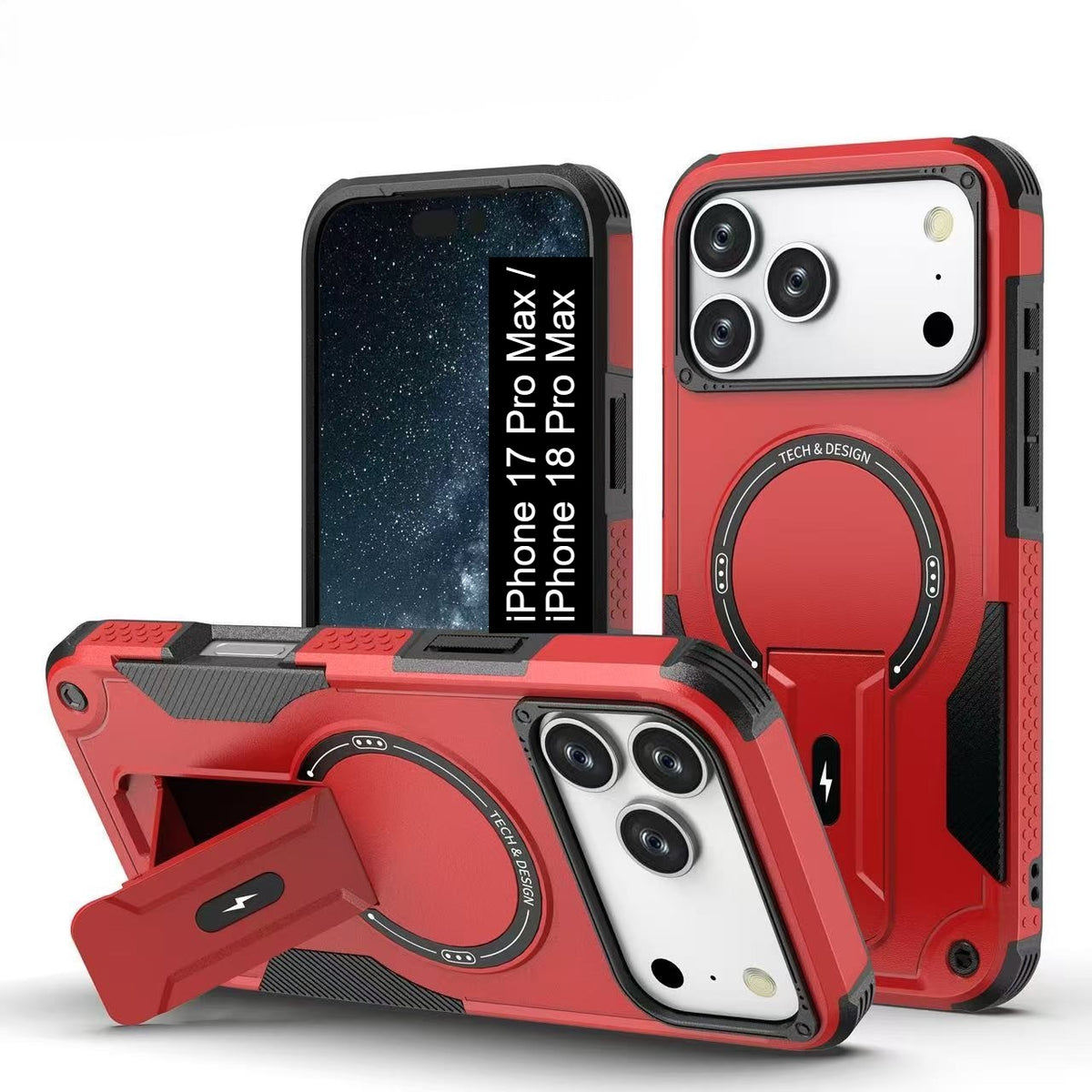 US LITE Back Cover with Portable Kickstand | Mag-Safe Compatible Magnetic Case | Shockproof Military Grade Protection | Rugged Armor Design Phone Cover For iPhone & Samsung