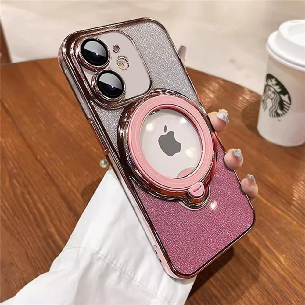 LuxuryKase LK150 Glitter Magnetic Bracket Stand Mag-Safe Wireless Chargeing Case - For iPhone