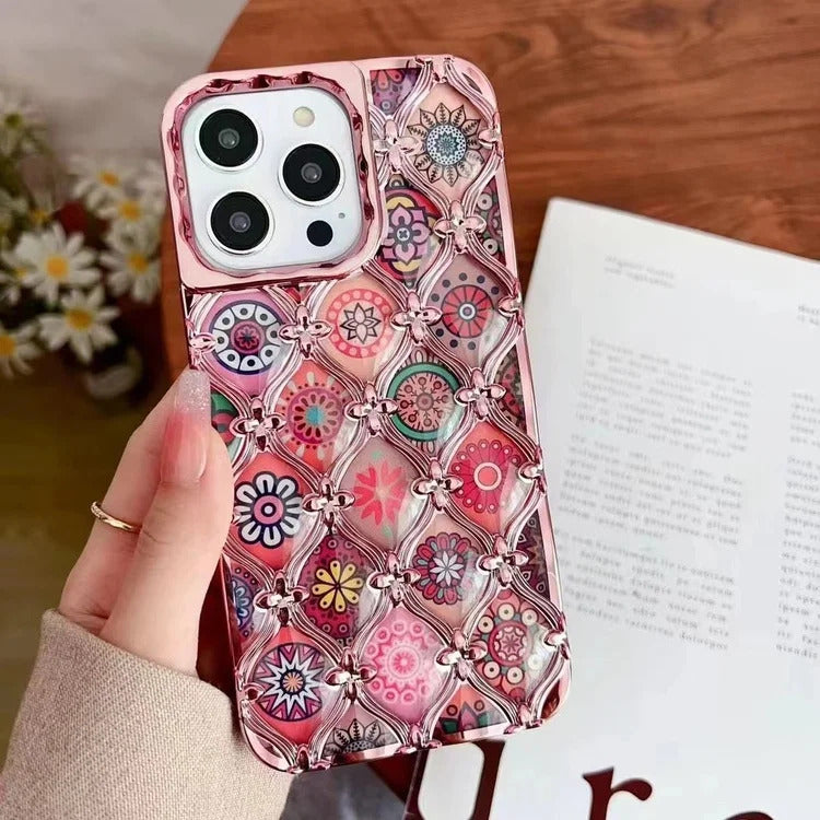 LuxuryKase LK125 Electroplated Shell Star Flower Pattern Case For iPhone