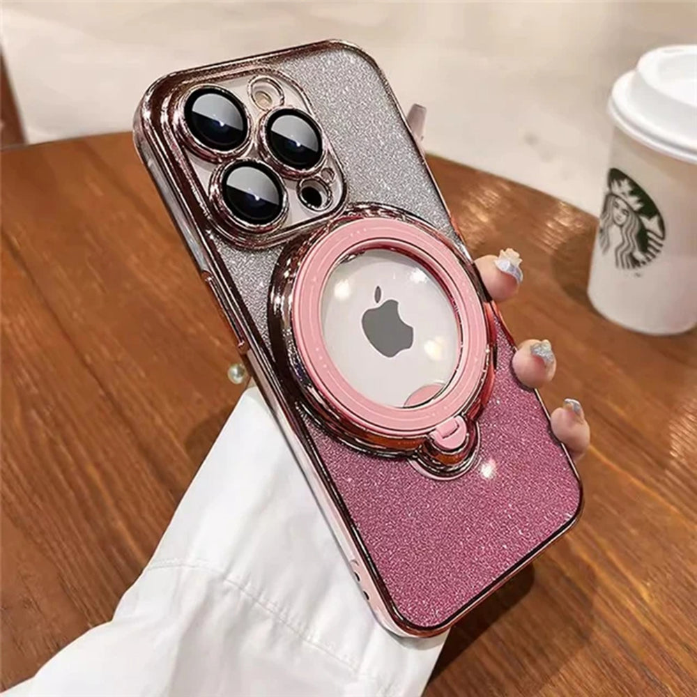LuxuryKase LK150 Glitter Magnetic Bracket Stand Mag-Safe Wireless Chargeing Case - For iPhone