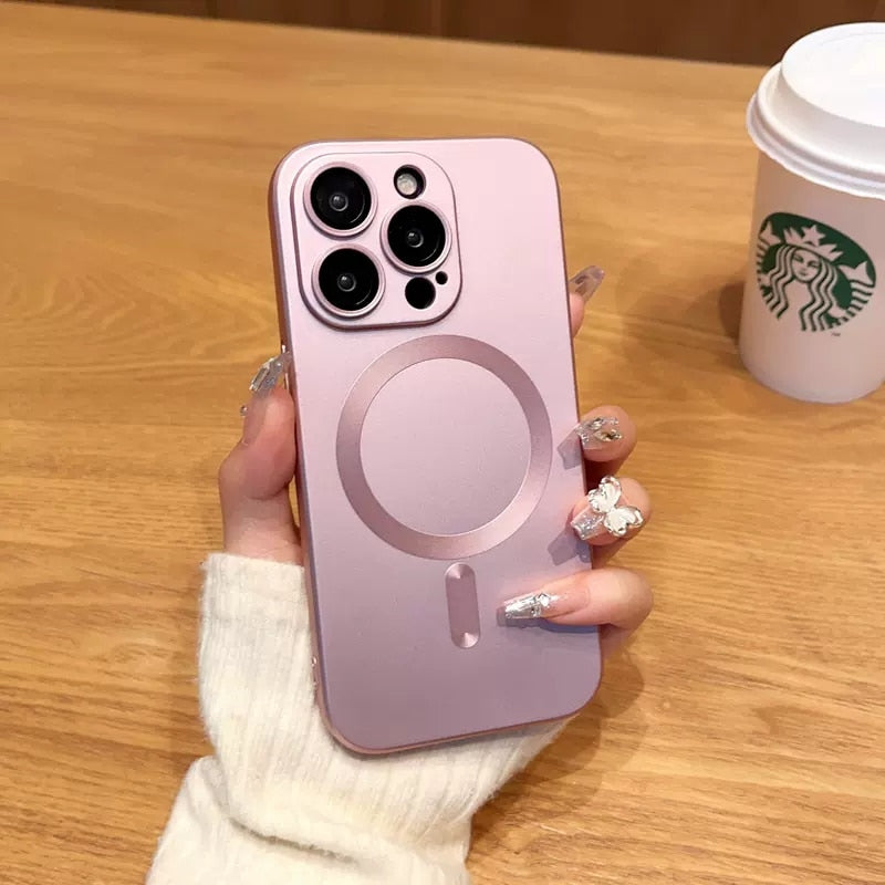 LuxuryKase Premium Mag-Safe Case | Shockproof & Anti-Scratch Cover | Soft Silicone with Wireless Charging | Camera Lens Guard For iPhone & Samsung Series