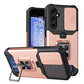LuxuryKase Shockproof Armor Case | Slide Camera Cover | Hidden Card Slot | Rotating Ring Kickstand | Magnetic Car Mount Support | Military Grade Protection For iPhone & Samsung