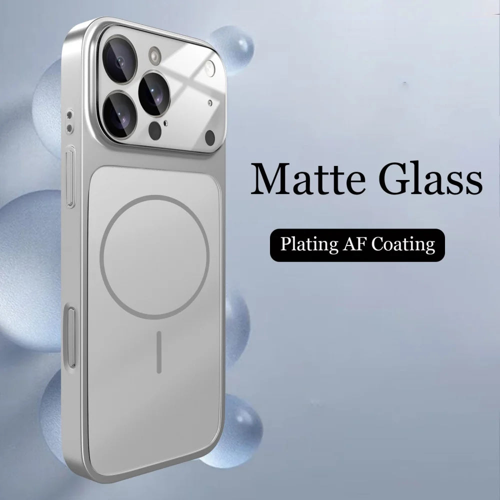 Original Glass Nano Matte Case For iPhone 17 Air 16 15 14 13 Pro Max 17Pro Magnetic For Magsafe Wireless Charging Armor Funda
