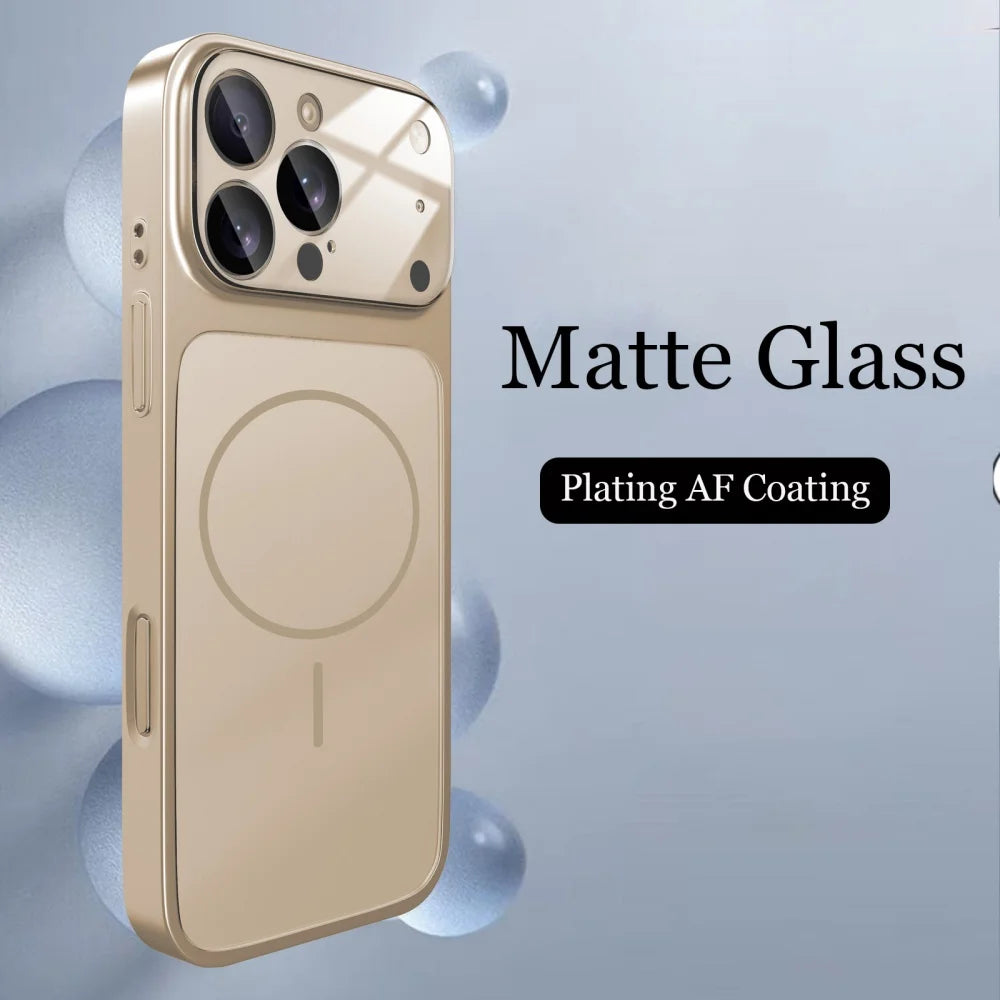 Original Glass Nano Matte Case For iPhone 17 Air 16 15 14 13 Pro Max 17Pro Magnetic For Magsafe Wireless Charging Armor Funda