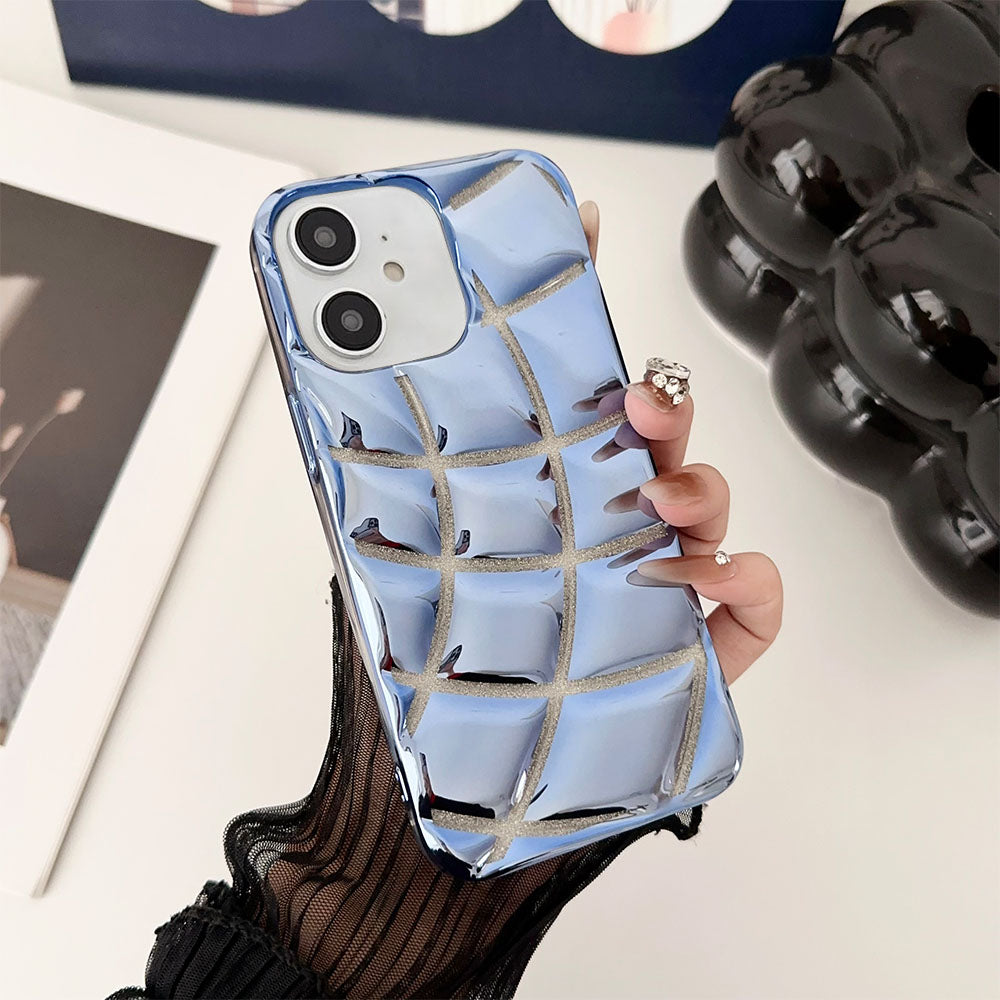 LuxuryKase LK142 Electroplated curved plaid Protective case For iPhone