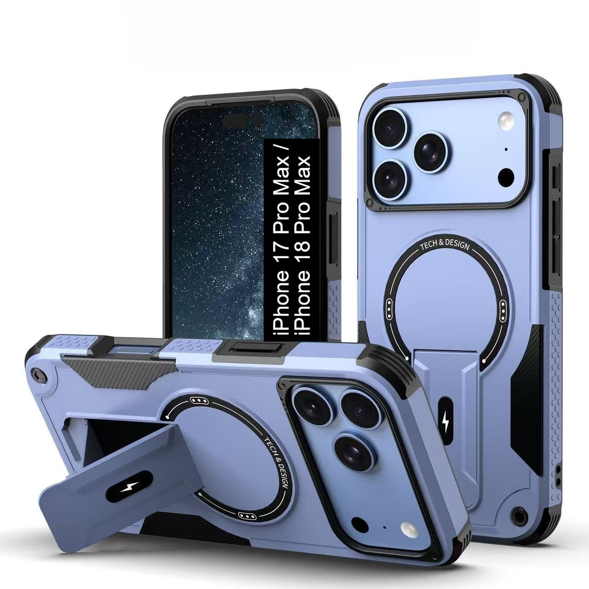 US LITE Back Cover with Portable Kickstand | Mag-Safe Compatible Magnetic Case | Shockproof Military Grade Protection | Rugged Armor Design Phone Cover For iPhone & Samsung