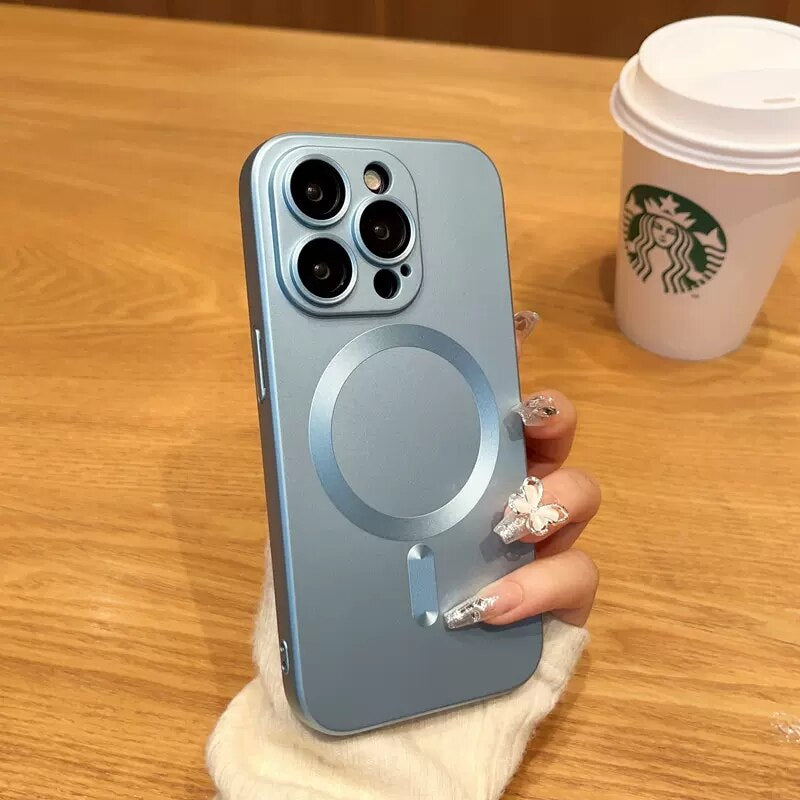 LuxuryKase Premium Mag-Safe Case | Shockproof & Anti-Scratch Cover | Soft Silicone with Wireless Charging | Camera Lens Guard For iPhone & Samsung Series