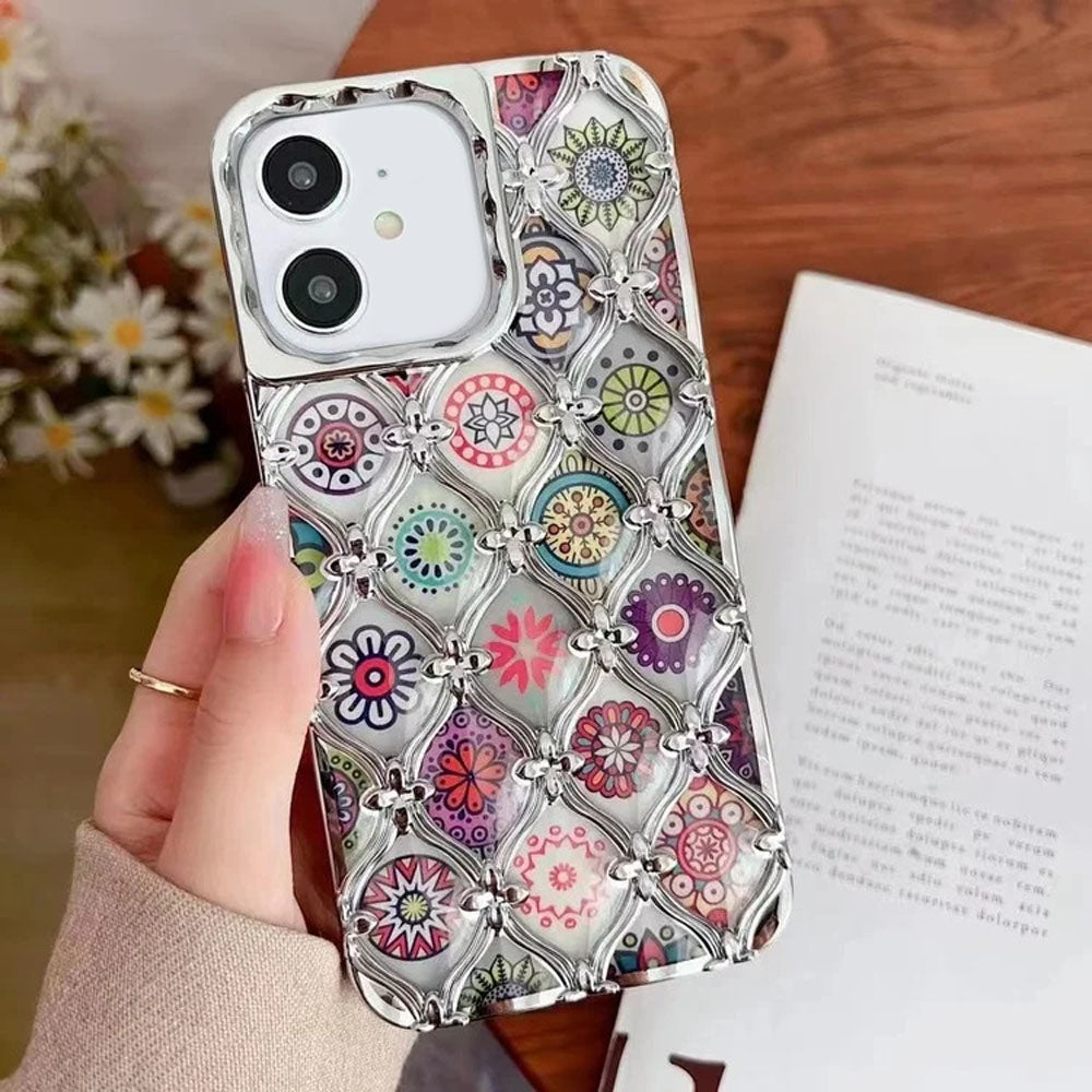 LuxuryKase LK125 Electroplated Shell Star Flower Pattern Case For iPhone