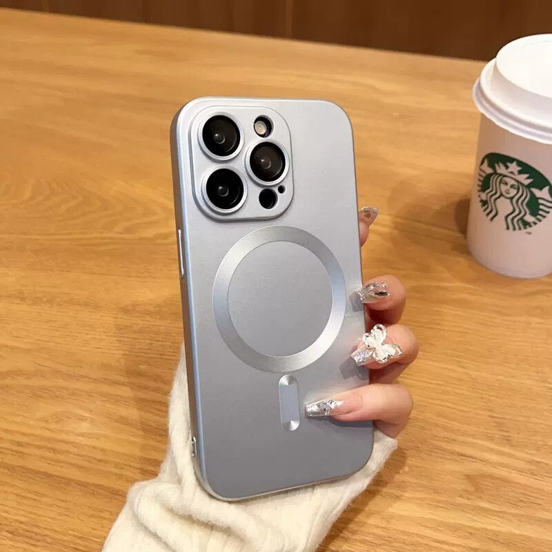 LuxuryKase Premium Mag-Safe Case | Shockproof & Anti-Scratch Cover | Soft Silicone with Wireless Charging | Camera Lens Guard For iPhone & Samsung Series