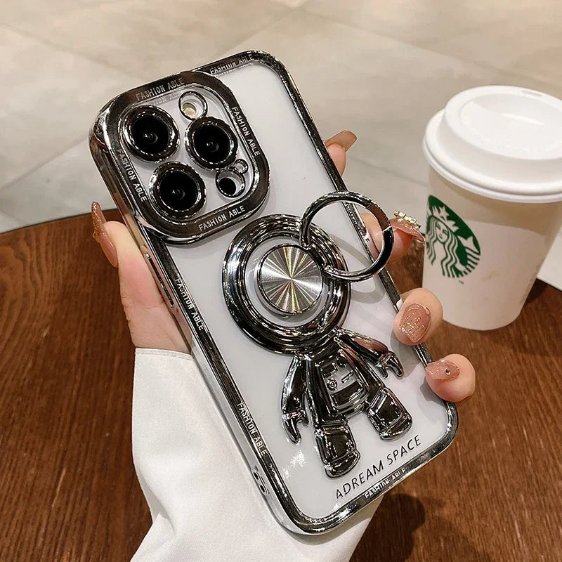 LuxuryKase LK147 Transparent Astronaut Folding Stand Case For iPhone