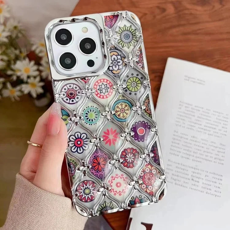 LuxuryKase LK125 Electroplated Shell Star Flower Pattern Case For iPhone
