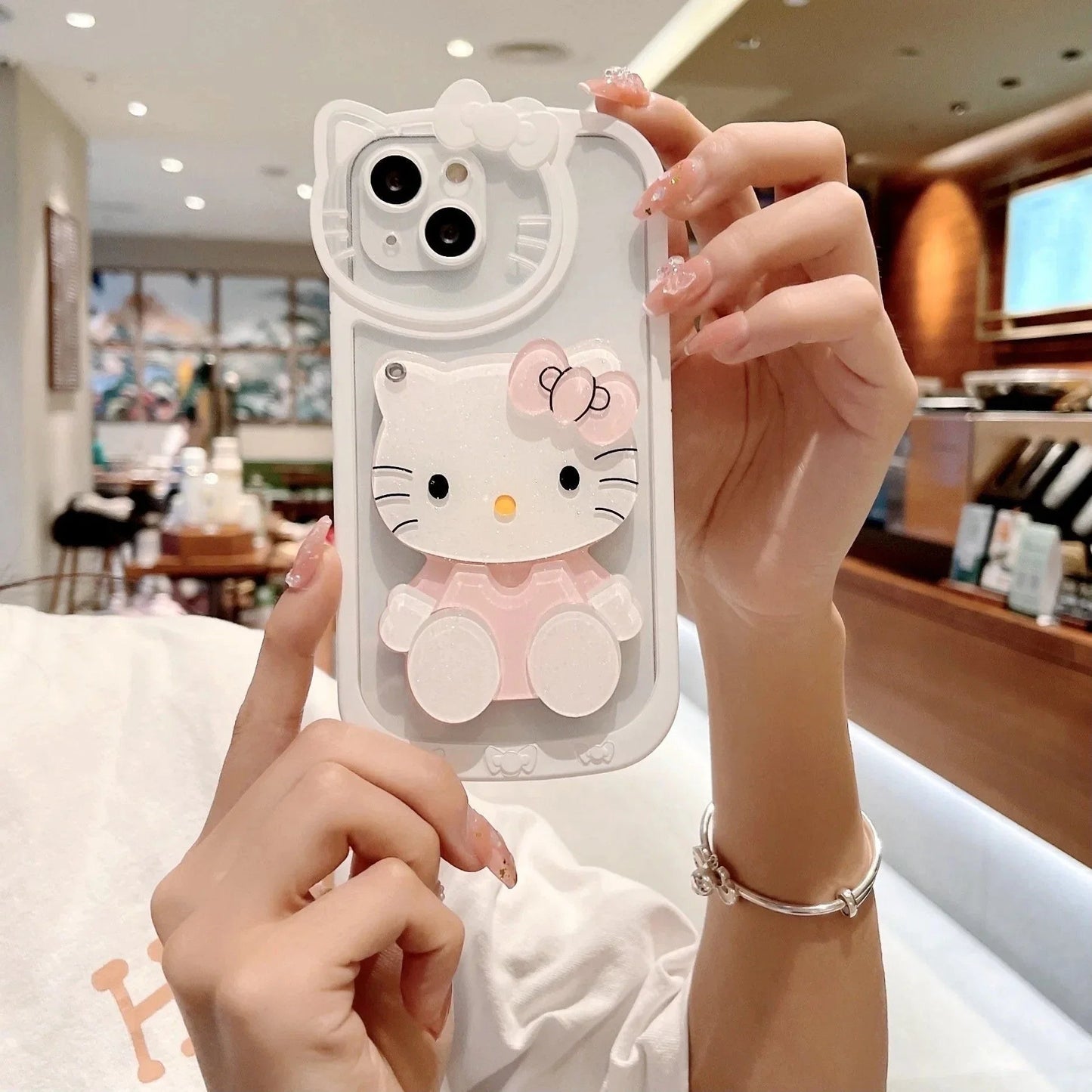 LuxuryKase LK163 Cute Kitty 3D Mirror Case Cover For iPhone