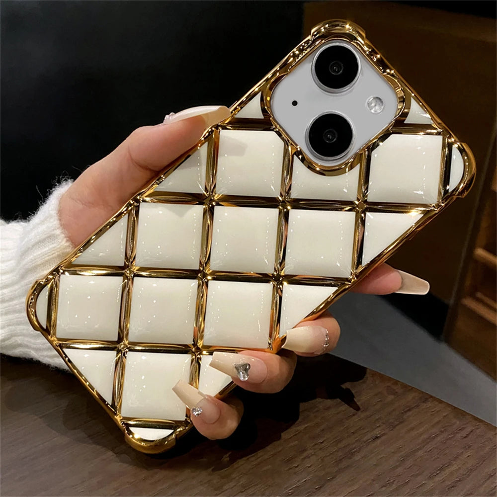 LuxuryKase LK152 Plating Diamond Lattice Grid Case For iPhone