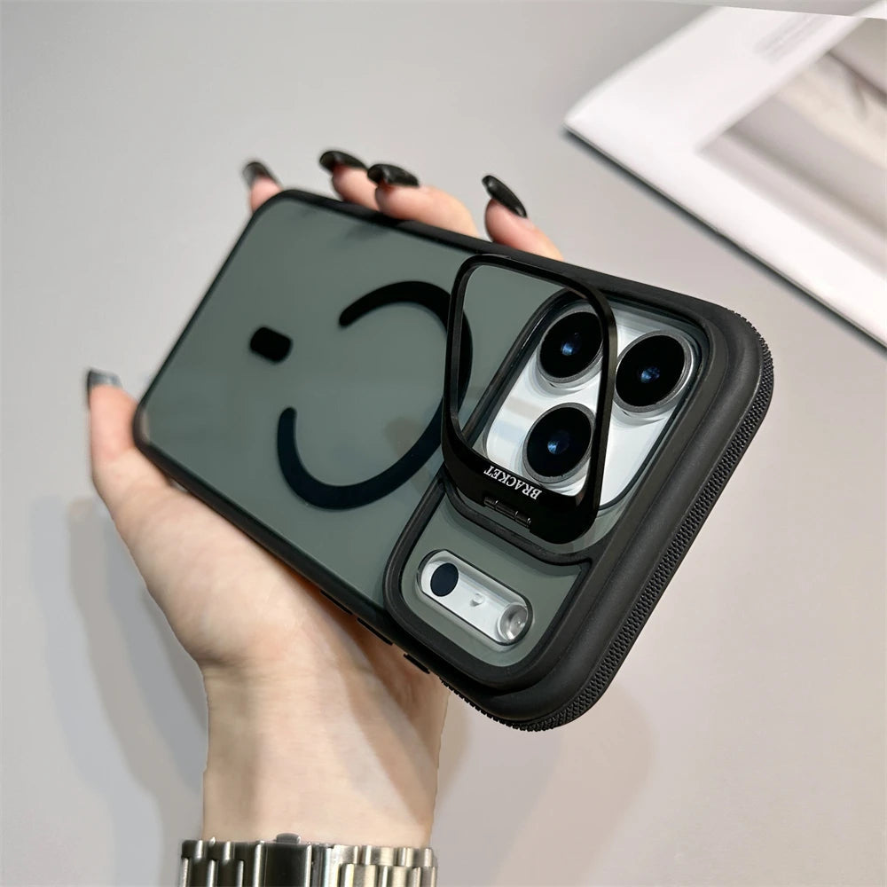 LuxuryKase Matte Magnetic Cover Transparent Magsafe Kickstand Stand Phone Case For iPhone & Samsung Series