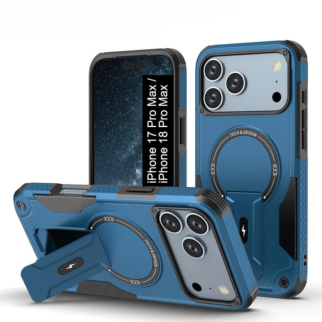 US LITE Back Cover with Portable Kickstand | Mag-Safe Compatible Magnetic Case | Shockproof Military Grade Protection | Rugged Armor Design Phone Cover For iPhone & Samsung