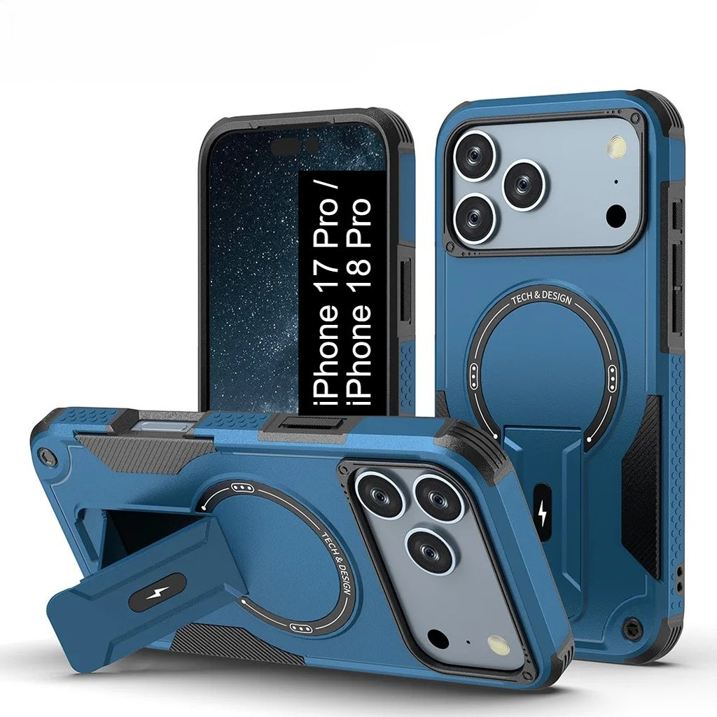 US LITE Back Cover with Portable Kickstand | Mag-Safe Compatible Magnetic Case | Shockproof Military Grade Protection | Rugged Armor Design Phone Cover For iPhone & Samsung
