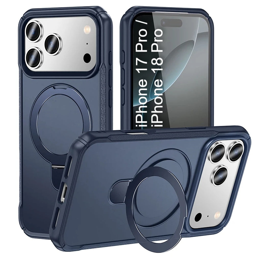 LuxuryKase Shockproof Back Cover with 90° Rotating Ring Kickstand | Mag-Safe Compatible | Rugged Armor Protection Case For iPhone & Samsung Series