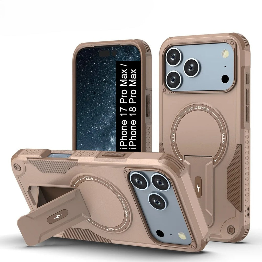 US LITE Back Cover with Portable Kickstand | Mag-Safe Compatible Magnetic Case | Shockproof Military Grade Protection | Rugged Armor Design Phone Cover For iPhone & Samsung