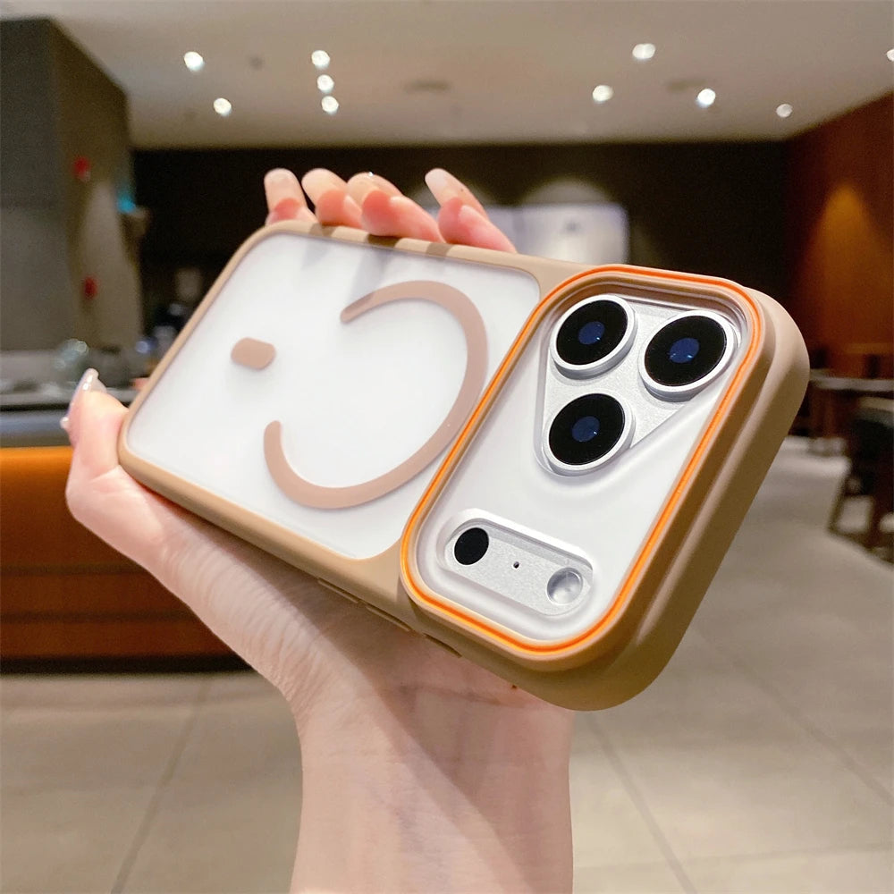 LuxuryKase Frosted Clear Mag-Safe Case | Translucent Matte Back | Soft TPU Bumper + Hard PC Back | Raised Camera Protection | Wireless Charging Compatible For iPhone & Samsung Series