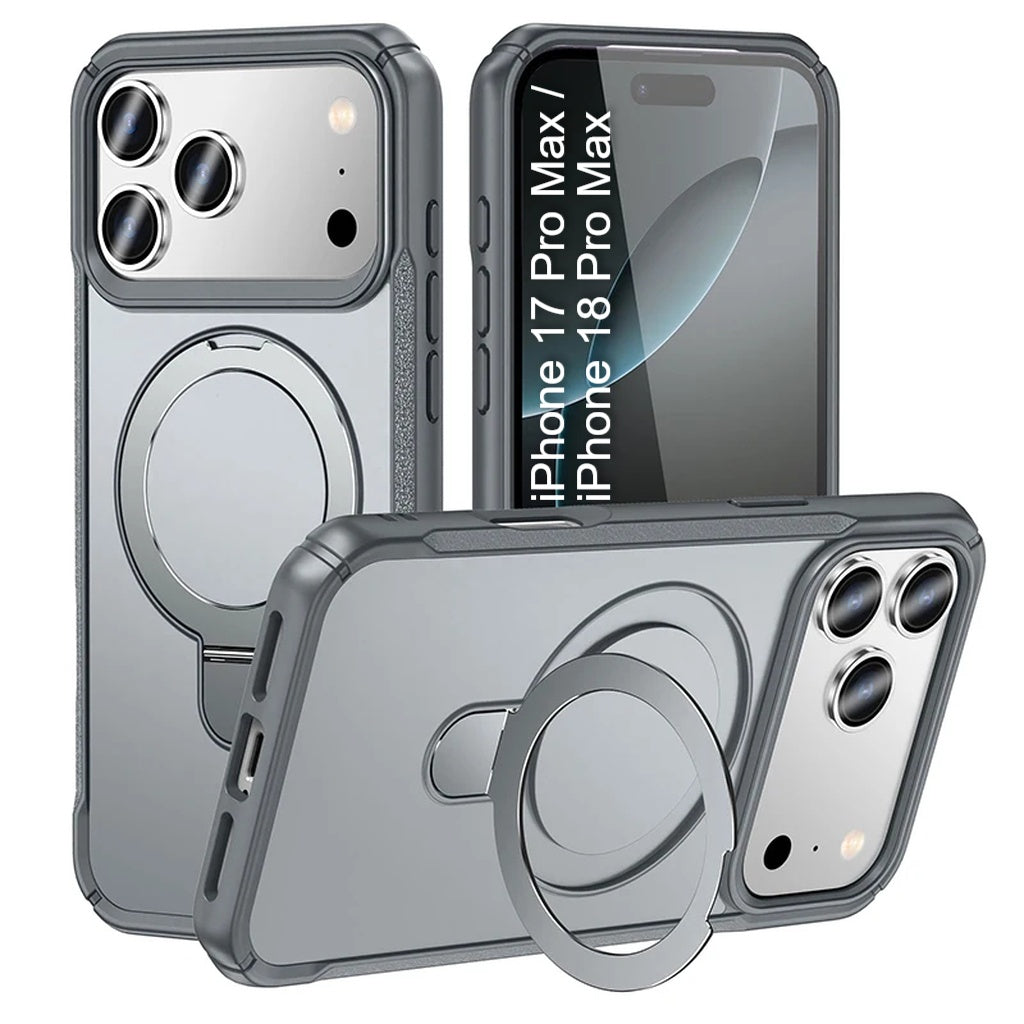 LuxuryKase Shockproof Back Cover with 90° Rotating Ring Kickstand | Mag-Safe Compatible | Rugged Armor Protection Case For iPhone & Samsung Series