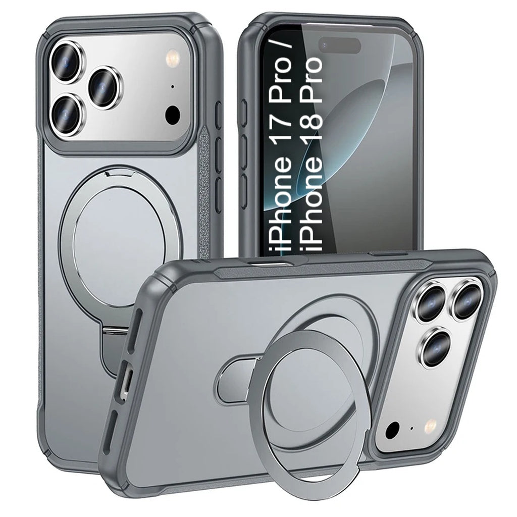 LuxuryKase Shockproof Back Cover with 90° Rotating Ring Kickstand | Mag-Safe Compatible | Rugged Armor Protection Case For iPhone & Samsung Series