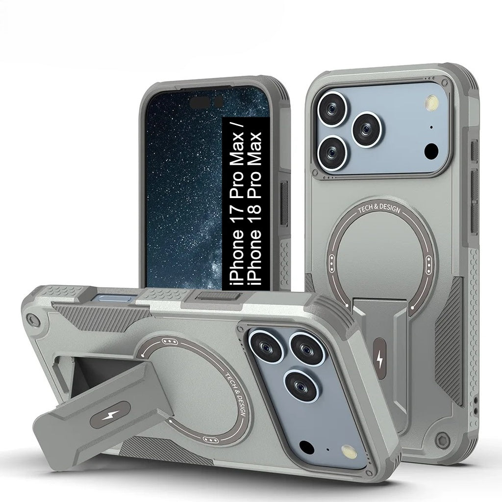 US LITE Back Cover with Portable Kickstand | Mag-Safe Compatible Magnetic Case | Shockproof Military Grade Protection | Rugged Armor Design Phone Cover For iPhone & Samsung