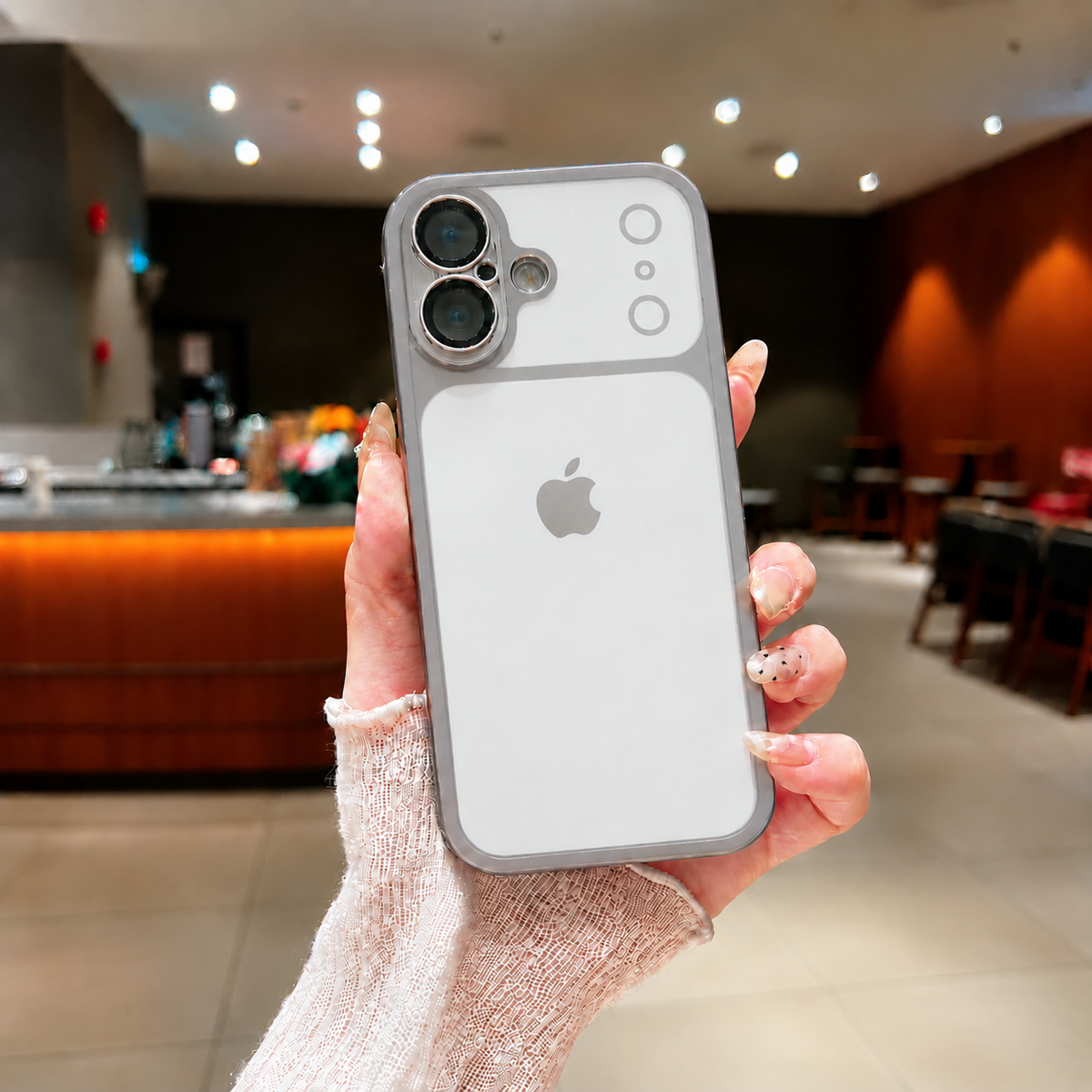 LuxuryKase Hybrid Frosted Clear Case | Matte Hard Back Cover | Metallic Frame | Shockproof Slim Design | Anti-Fingerprint | In-Built Camera Lens Protection For iPhone