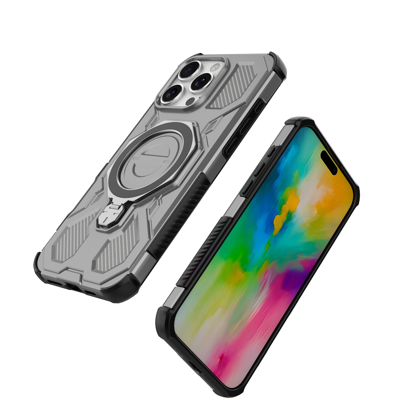 LuxuryKase Armour Ring Stand Case | 360° Rotating Kickstand | Heavy Duty Protection | Rugged Hybrid TPU+PC Design | Camera Protection | MagSafe Compatible For iPhone & Samsung Series