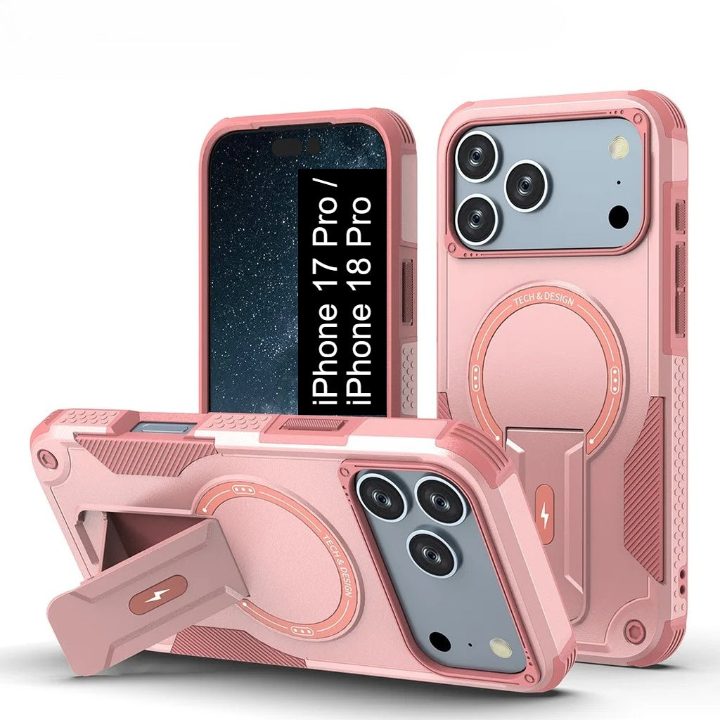 US LITE Back Cover with Portable Kickstand | Mag-Safe Compatible Magnetic Case | Shockproof Military Grade Protection | Rugged Armor Design Phone Cover For iPhone & Samsung