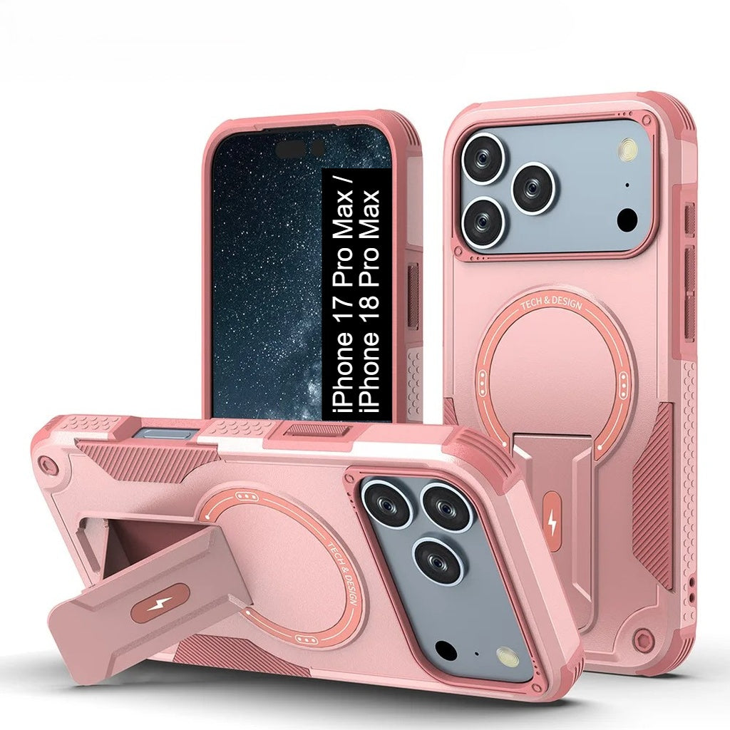 US LITE Back Cover with Portable Kickstand | Mag-Safe Compatible Magnetic Case | Shockproof Military Grade Protection | Rugged Armor Design Phone Cover For iPhone & Samsung