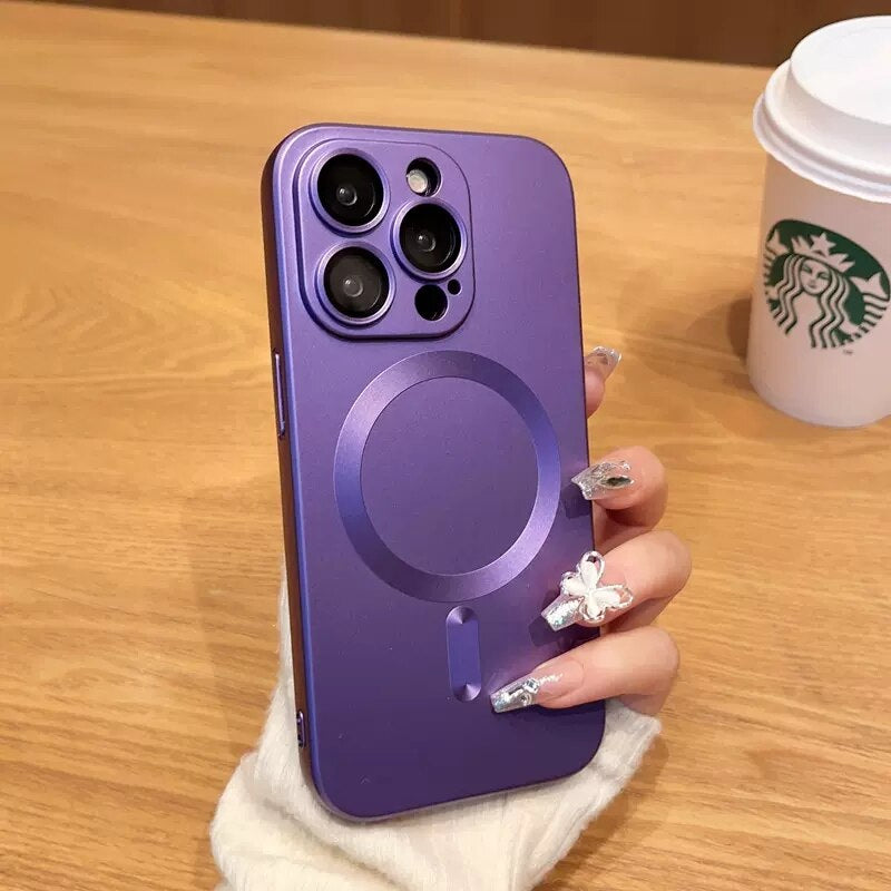 LuxuryKase Premium Mag-Safe Case | Shockproof & Anti-Scratch Cover | Soft Silicone with Wireless Charging | Camera Lens Guard For iPhone & Samsung Series