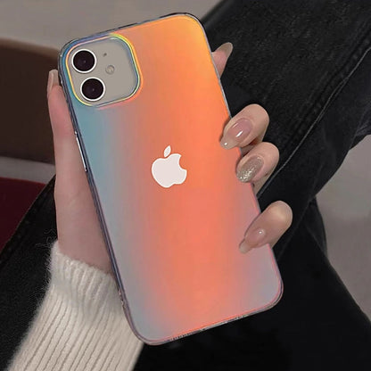 LuxuryKase Matte Laser Gradient Clear Phone Case For iPhone