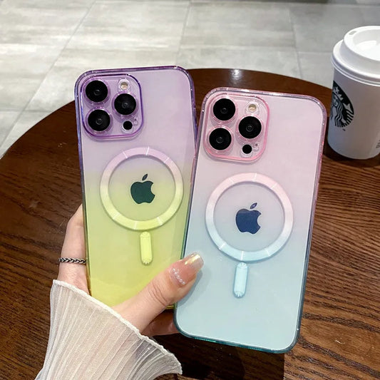 LuxuryKase LK089 Gradient Pattern Wireless Charge Mag-Safe Soft Case Cover For iPhone