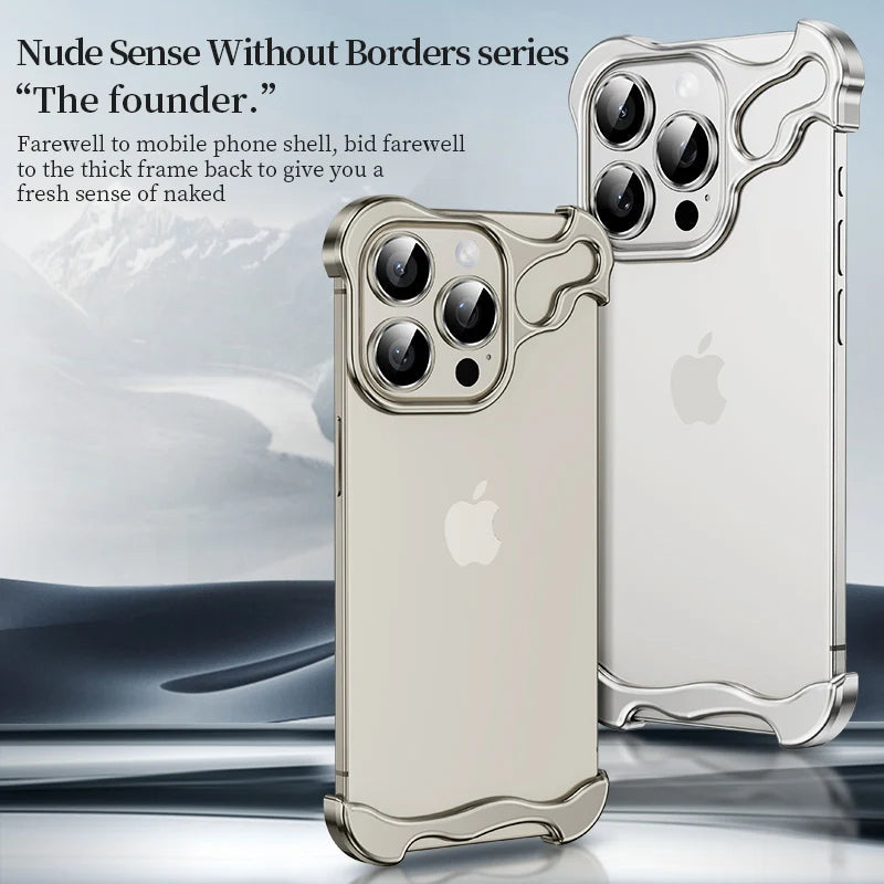 LuxuryKase LK114 Alien Titanium Alloy Corner Pads Bumper Upper And Bottom With Metal Lens Film Protection For iPhone 11 12 13 14 15 Plus Pro Max