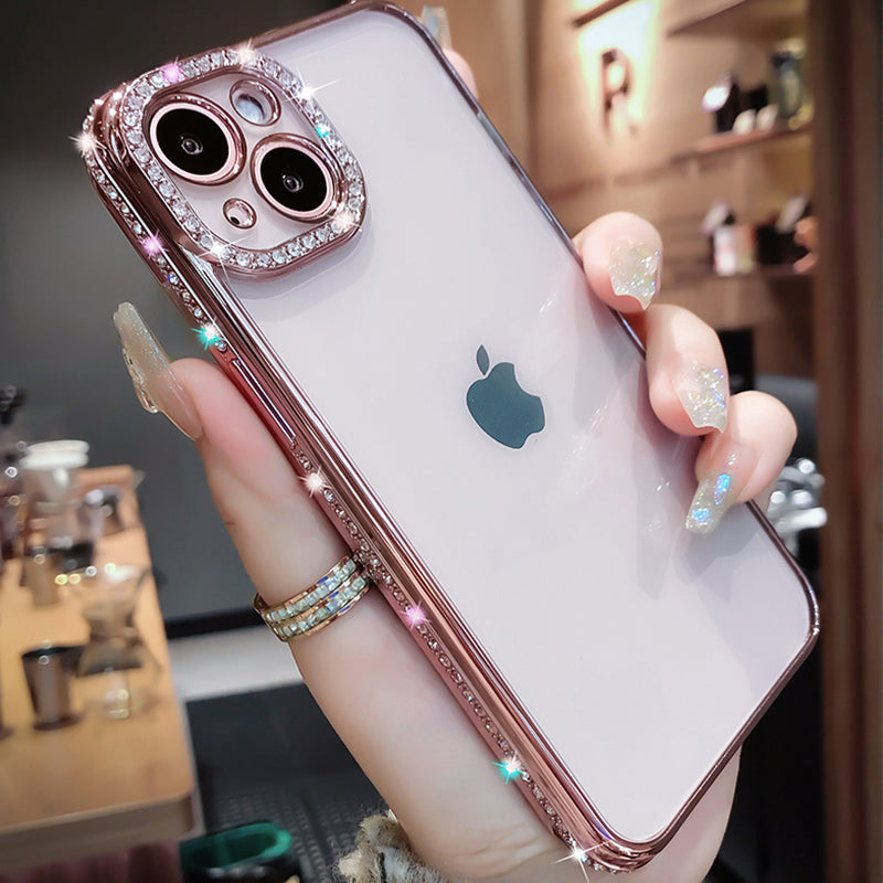 LuxuryKase Plating Glitter Diamond Transparent Shockproof Case For Iphone