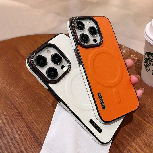 LuxuryKase LK116 Matte Leather Magnetic Mag-Safe Wireless Charging Shockproof Case For iPhone