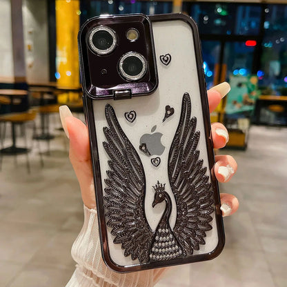 LuxuryKase LK123 Electroplate Diamond Angel Wings Glitter Clear Case For iPhone