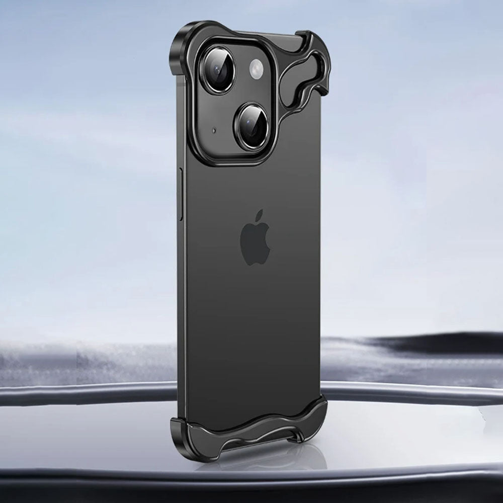 LuxuryKase LK114 Alien Titanium Alloy Corner Pads Bumper Upper And Bottom With Metal Lens Film Protection For iPhone 11 12 13 14 15 Plus Pro Max