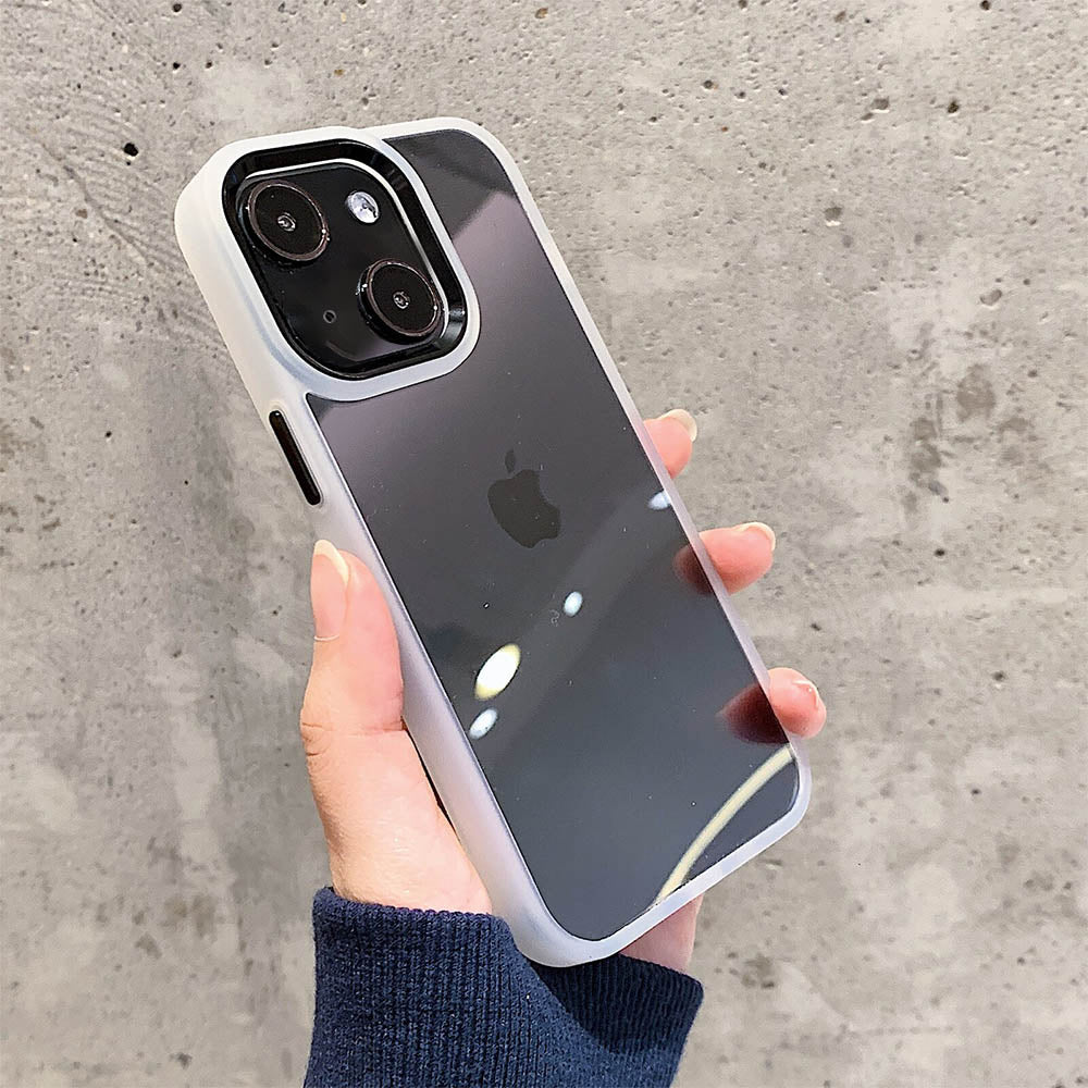Luxurykase Clear Matte Bumper Shockproof Case With Metal Camera Protection For Iphone