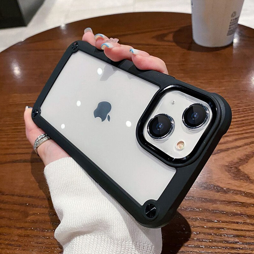 Luxurykase Clear Acrylic Metal Button Hard Case For Iphone