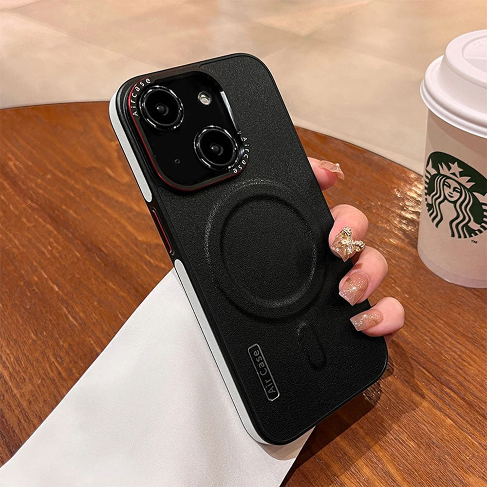 LuxuryKase LK116 Matte Leather Magnetic Mag-Safe Wireless Charging Shockproof Case For iPhone