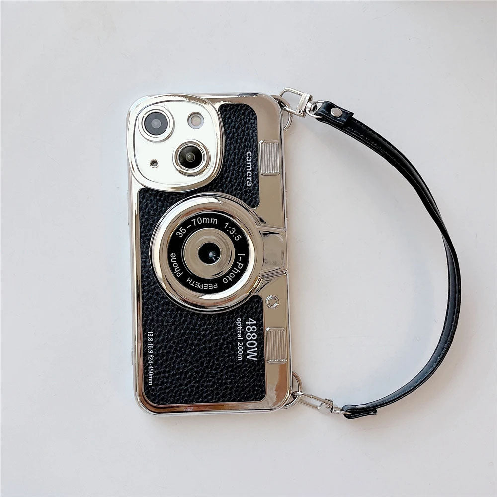 LuxuryKase LK106 3D Japan Korean Leather Pattern Protective Case With Hand Strap Case Cover for iPhone