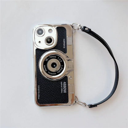 LuxuryKase LK106 3D Japan Korean Leather Pattern Protective Case With Hand Strap Case Cover for iPhone Series