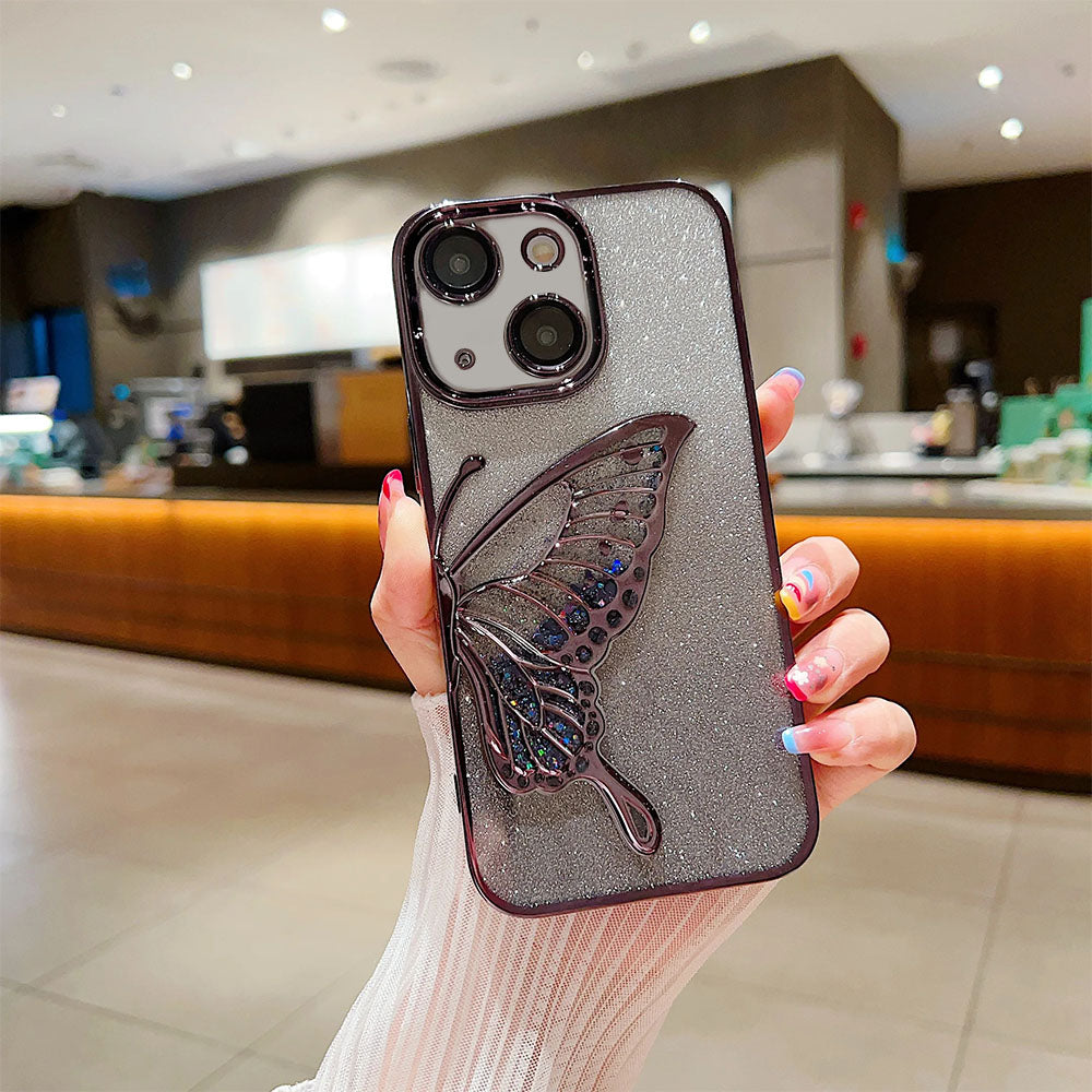 LuxuryKase LK099 Glitter Candy Electroplated Butterfly Lens Protection Case Cover For iPhone