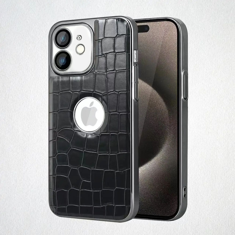 LuxuryKase LK104 Crocodile Grain Leather Camera Lens Protective Case for iPhone
