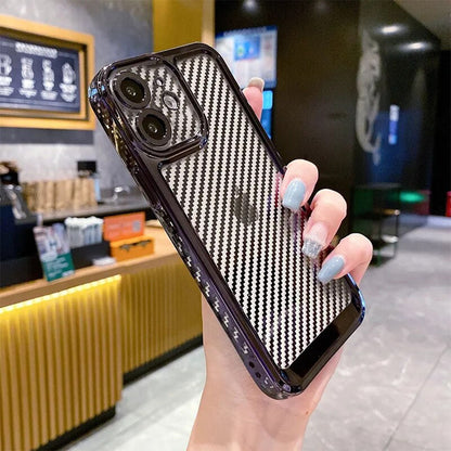 LuxuryKase Creative Plating Carbon Fiber Case Cover for iPhone