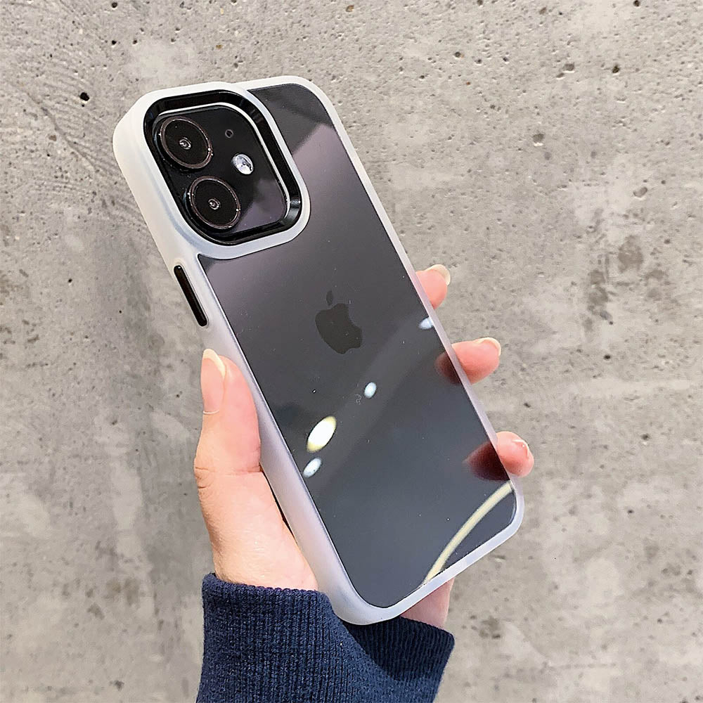 Luxurykase Clear Matte Bumper Shockproof Case With Metal Camera Protection For Iphone